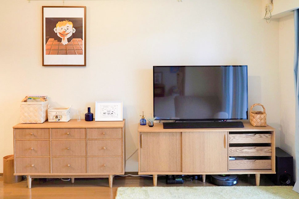 収納を意識して、モノを溜め込みすぎない部屋作りをしている